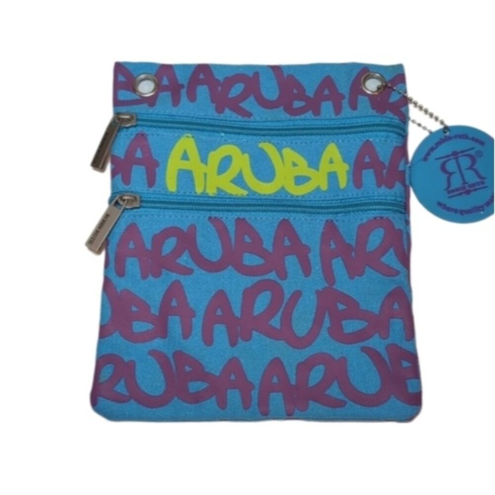 Robin Ruth Aruba Travel Organizer Pouch Caribbean Souvenir Blue Passport Bag
